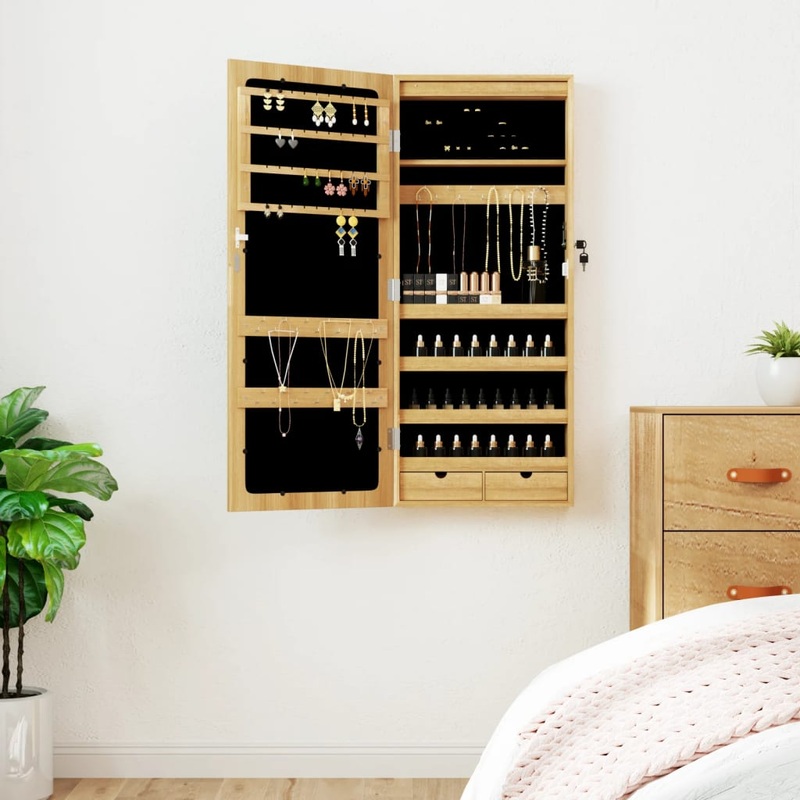 Armoire  bijoux avec miroir et clairage LED mural