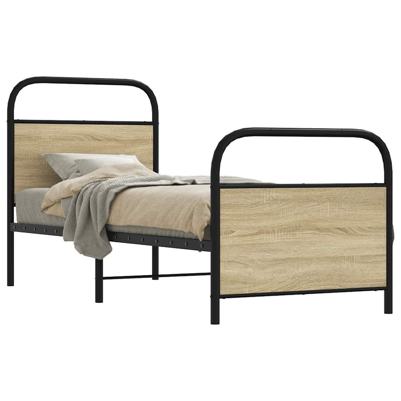 Cadre de lit sans matelas 75x190cm chne sonoma bois ingnierie