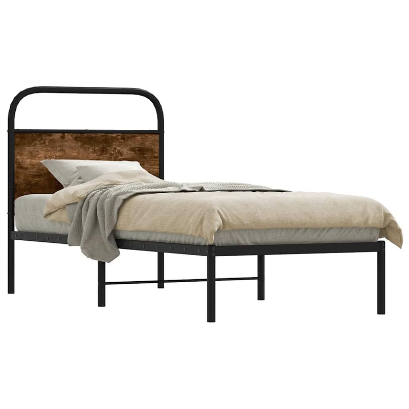 Cadre de lit sans matelas 80x200cm chne fum bois d'ingnierie