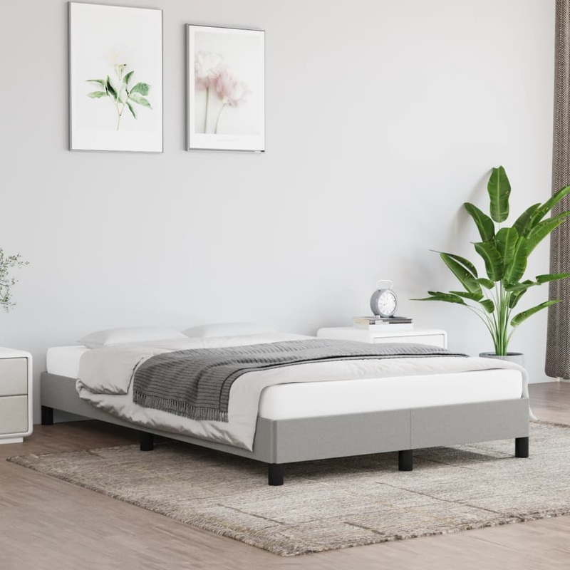 Cadre de lit sans matelas gris clair 120x200 cm tissu