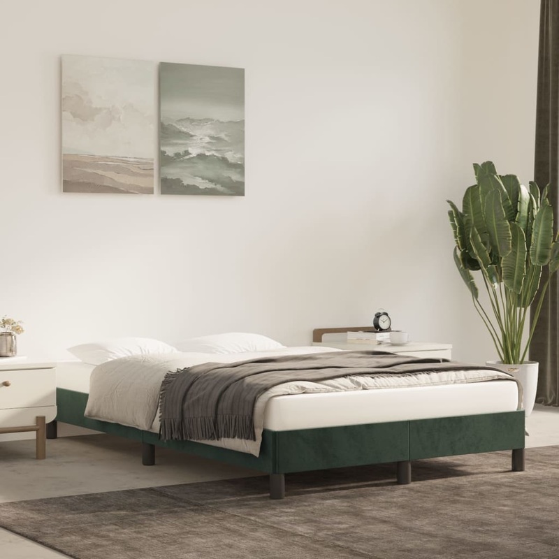 Cadre de lit sans matelas vert fonc 120x200 cm velours