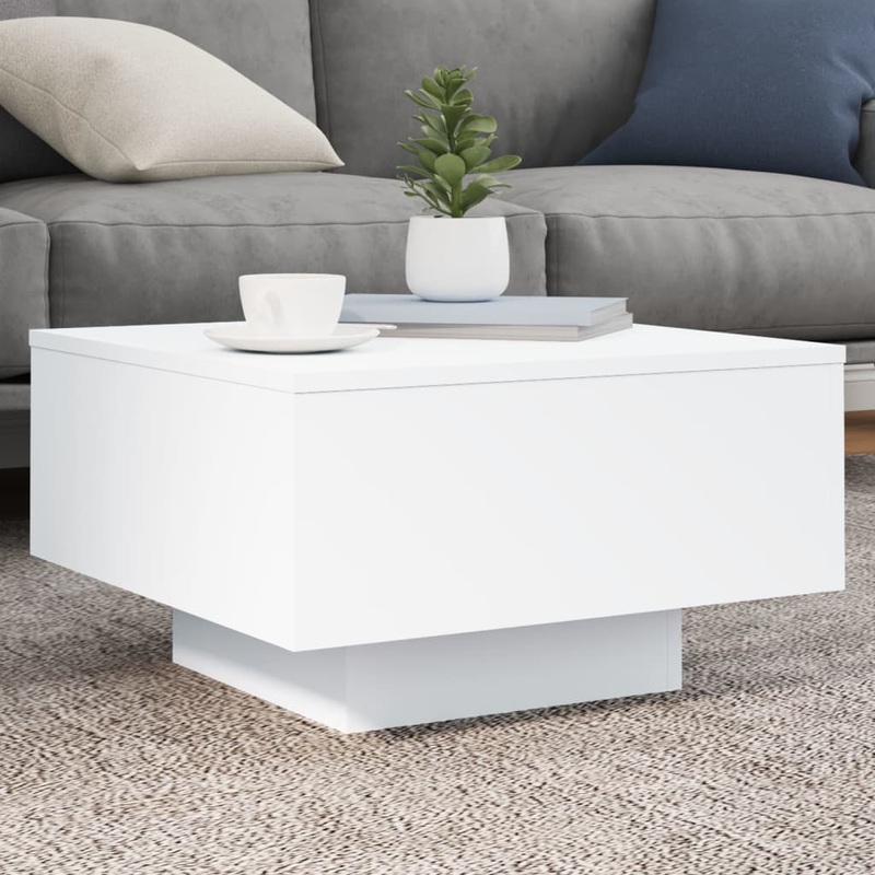 Table basse avec lumires LED blanc 55x55x31 cm