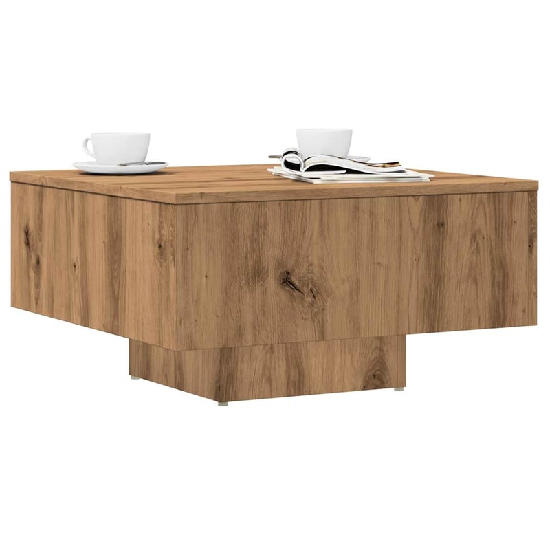 Table basse chne artisanal 60x60x31,5 cm bois d'ingnierie