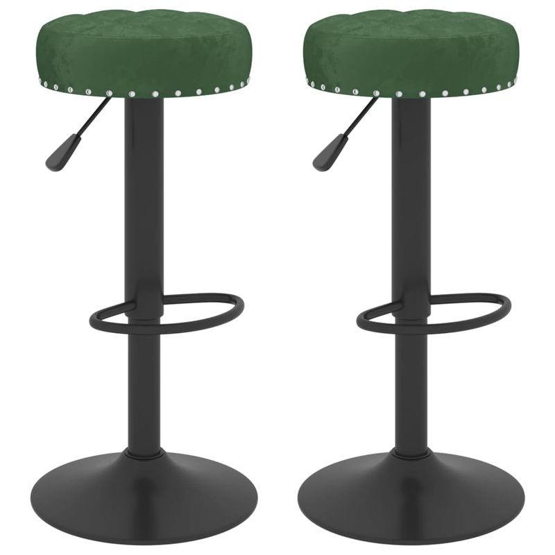 Tabourets de bar lot de 2 vert fonc velours