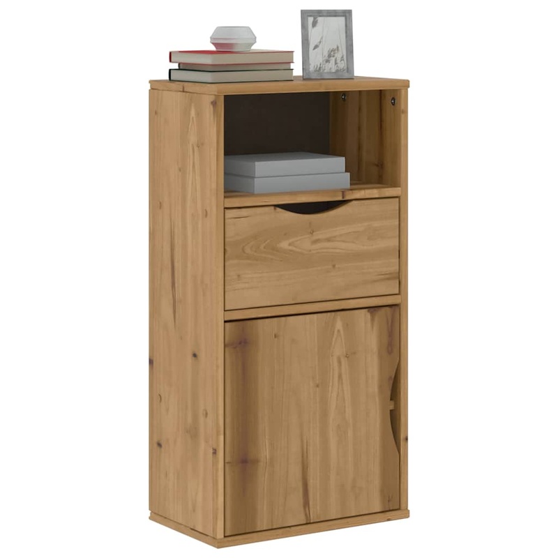 Armoire latrale avec tiroir ODDA 40x24x79 cm bois massif pin