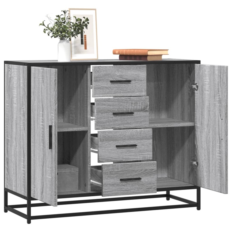 Buffet sonoma gris 92x35x76 cm bois d'ingnierie