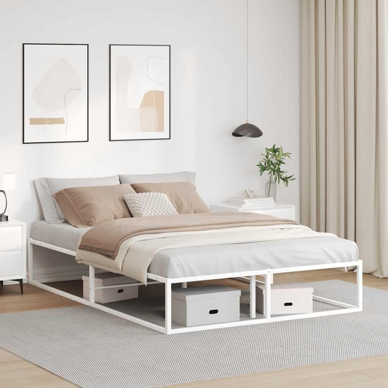Cadre de lit sans matelas blanc 140x200 cm mtal