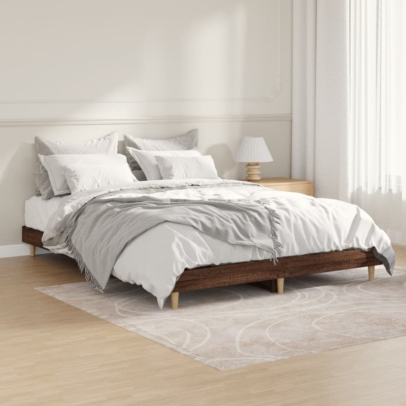 Cadre de lit sans matelas chne marron 140x190 cm