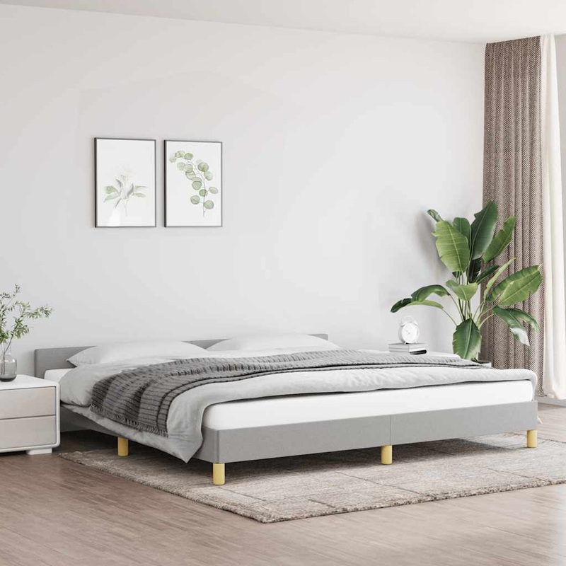 Cadre de lit sans matelas gris clair 200x200 cm tissu