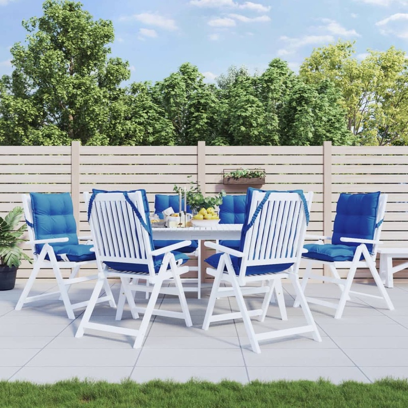 Coussins de chaise  dossier bas lot de 6 bleu royal