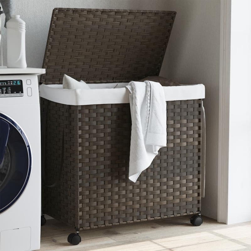 Panier  linge avec roulettes marron fonc 60x35x60,5 cm