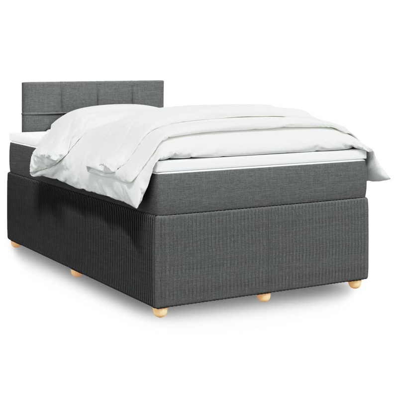 Sommier  lattes de lit avec matelas gris fonc 120x190cm tissu