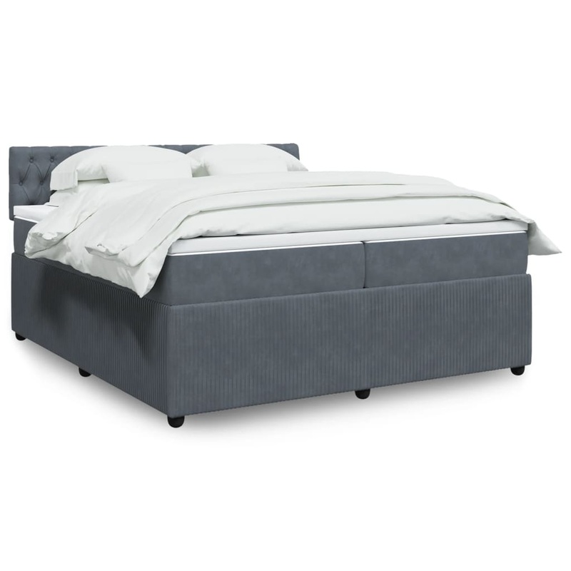 Sommier  lattes de lit et matelas Gris fonc 200x200cm Velours