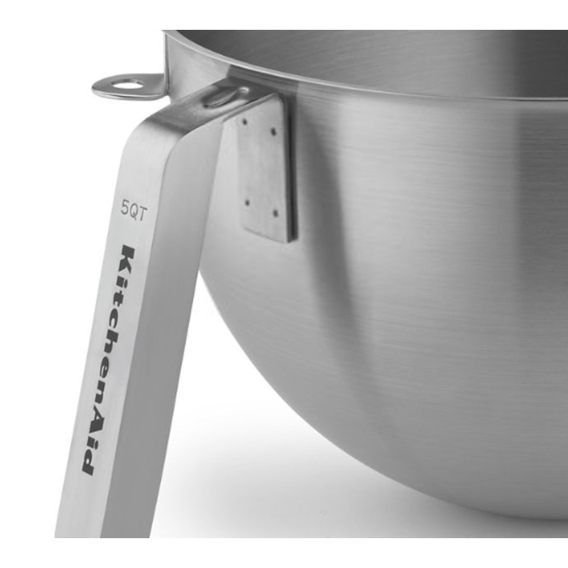 KitchenAid 5 Quart NSF Certified Polished Stainless Steel Bowl with J Hook Handle