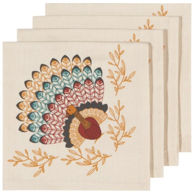 Now Designs - Tommy Turkey Table Napkins - Set of 4