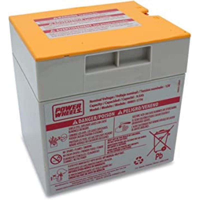 Power Wheels Battery, 12 Volt Gray with Orange Top
