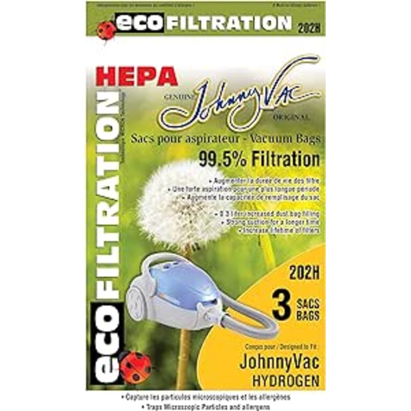 Johnny  Vac Replacement Bags HEPA 202H Hydrogen