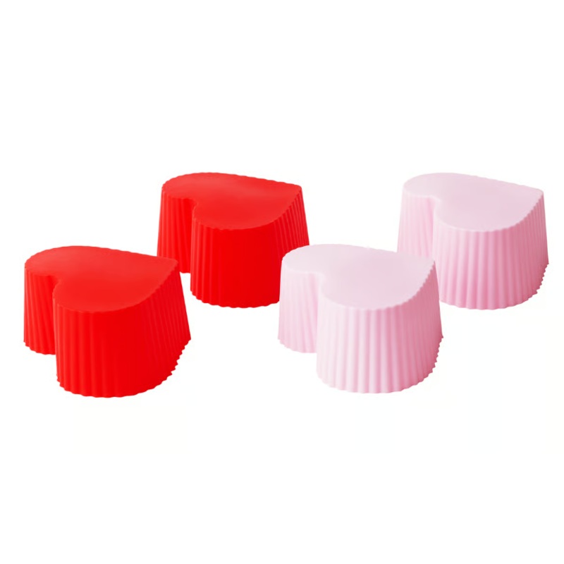 Bakelicious BAKE EAT & SMILE Heart Shaped Cupcake Liners - Red & Pink - Silicone