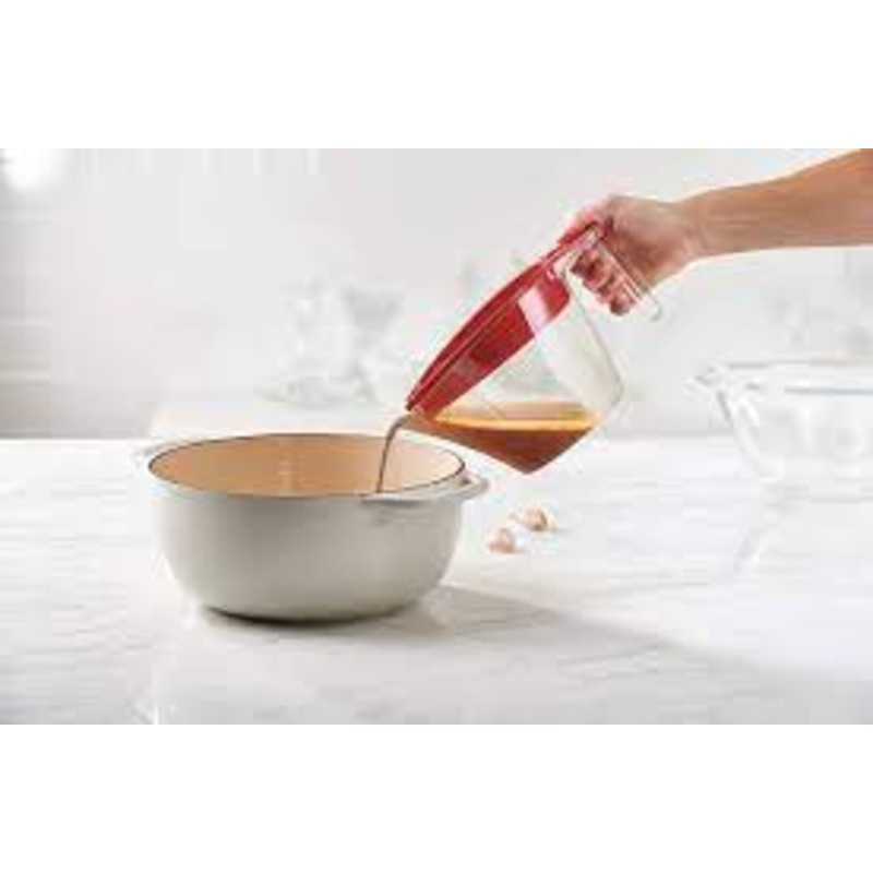 Trudeau 4 Cup Gravy Fat Separator, 4cup, Red and Clear