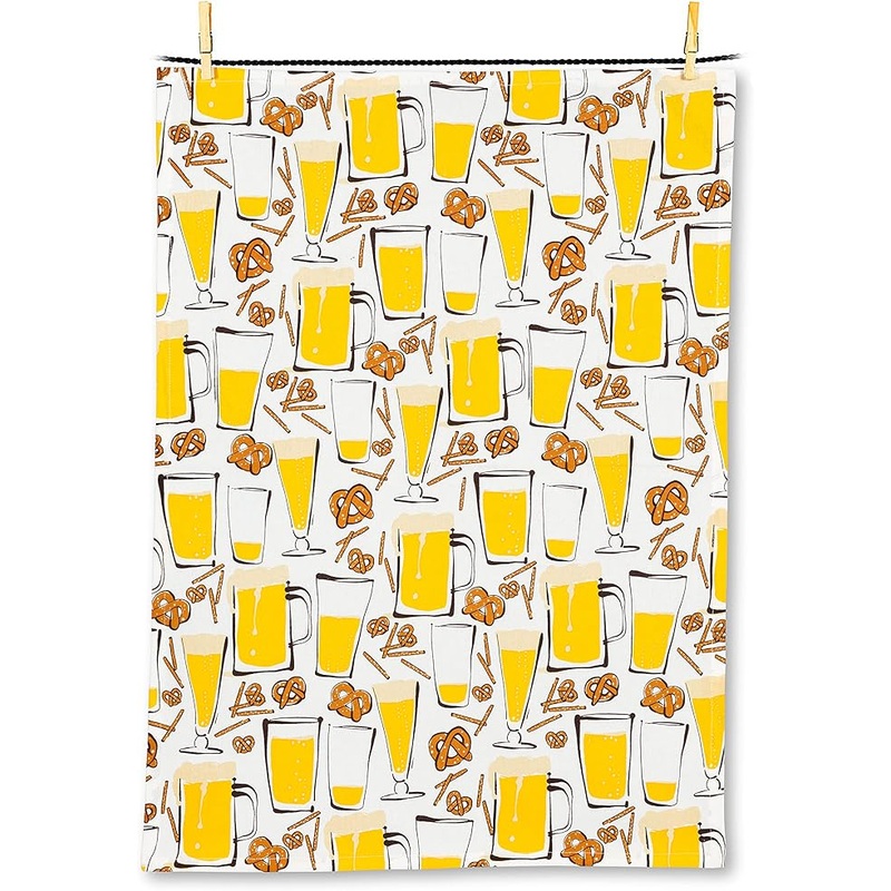Beer & Pretzels Kitchen Tea Towel- Dishcloth - 20x28"