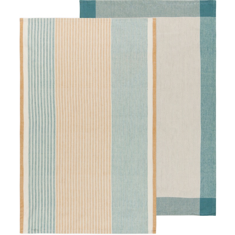 Heirloom Tea Towel Set of 2 Stripe/Lagoon