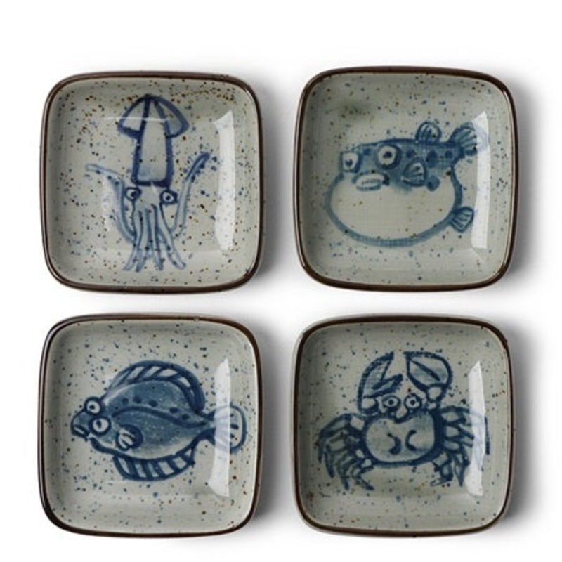 Sauce Dish 3.5" Sea Life Set/4
