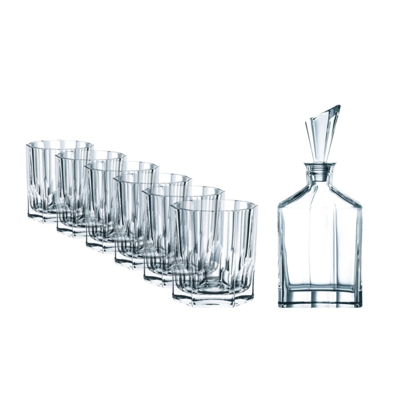 Nachtmann Aspen Whiskey Set of 6 Glasses and Decanter