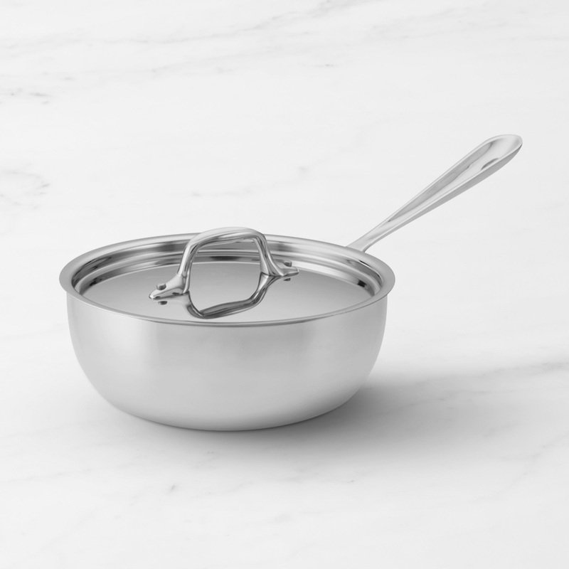 All-Clad D3 2qt saucier w lid - Flared Edges