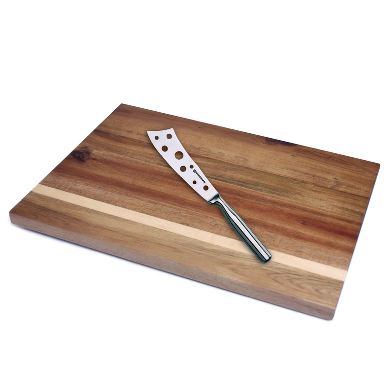 Cheese Serving Board Set | Acacia Wood with Stainless Steel Knife | Swissmar