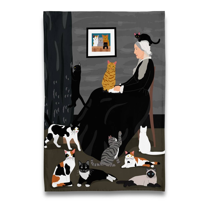 Naked Decor - Museum Collection-Whistler's Mother of Kitty Cats Tea Towel