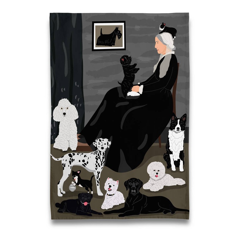 Naked Decor - Museum Collection-Whistler's Mother of Puppy Dogs Tea Towel