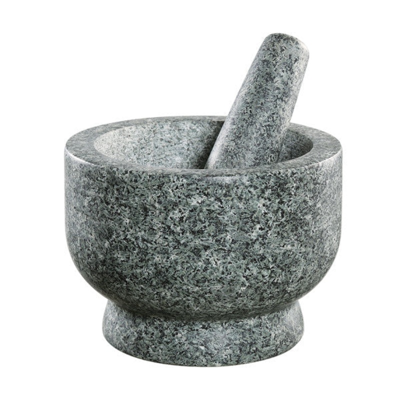 Goliath Natural Granite Mortar and Pestle Set, 5in Tall, Gray