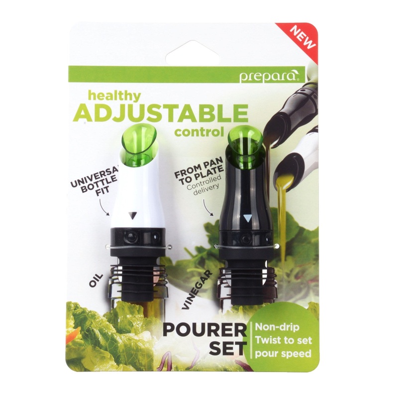 Adjustable Oil/Vinegar Pourer 2/PK White/Black