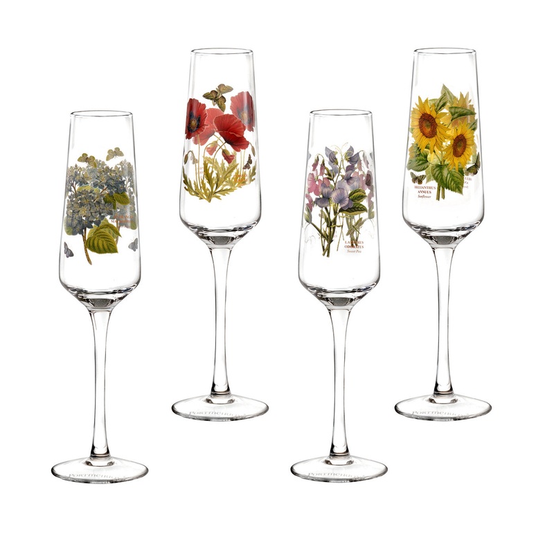 Botanic Garden Champagne Flutes 8 oz Set of 4