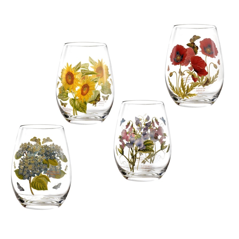 Botanic Garden Stemless Wine Glasses 19 oz Set of 4