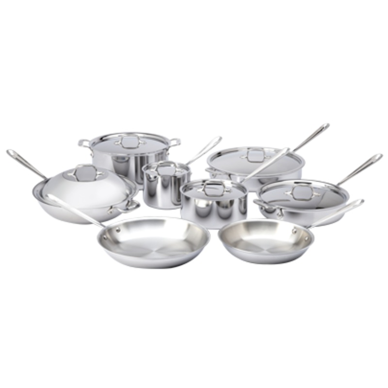 All-Clad d3 Stainless 14-Piece Set Flared Edges