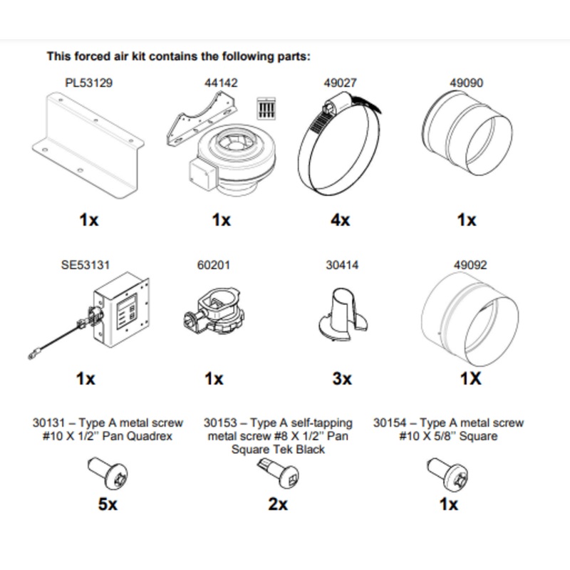 Hearthstone Forced Air Convection Kit (WFP-100) - 94-57200