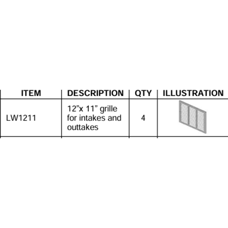 Ambiance Fireplaces 12" x 11" White Wall Louvre - LW1211