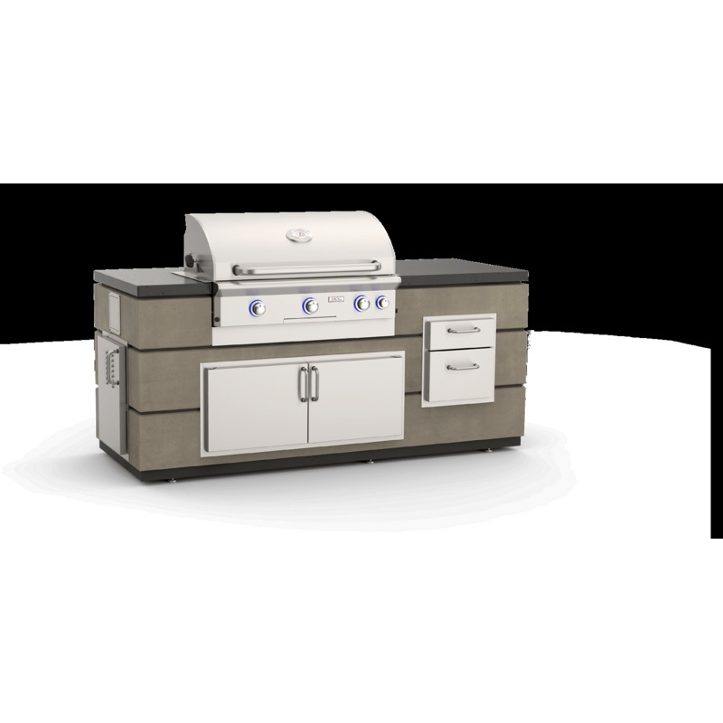 American Outdoor Grill GFRC Contemporary Island with Smoke base & Polished Black Lava top - ID650-SMD-82BA