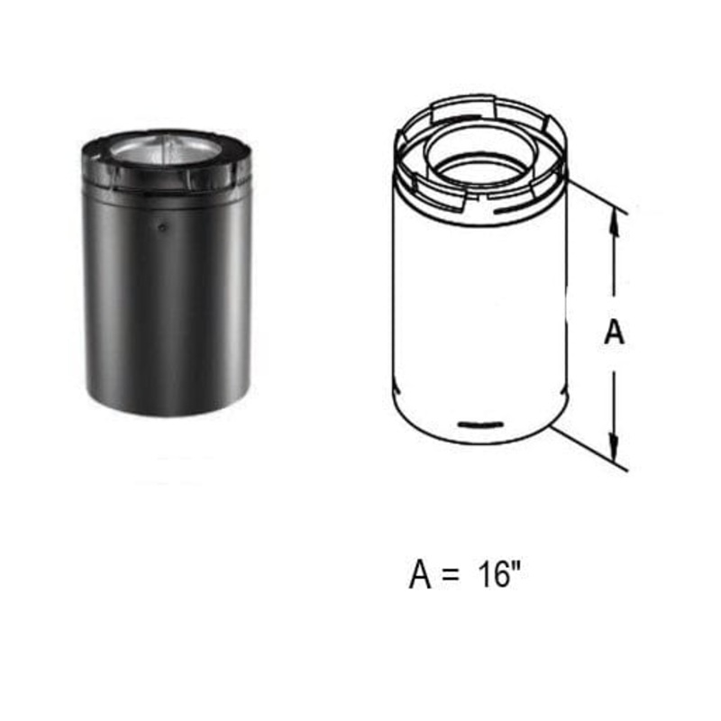 DuraVent 4x6 Diameter 16" Pipe Extension (Black) - 46DVA-16AB