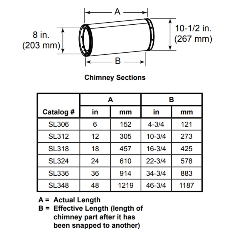 Heat & Glo 12" (305mm) pipe section - SL312