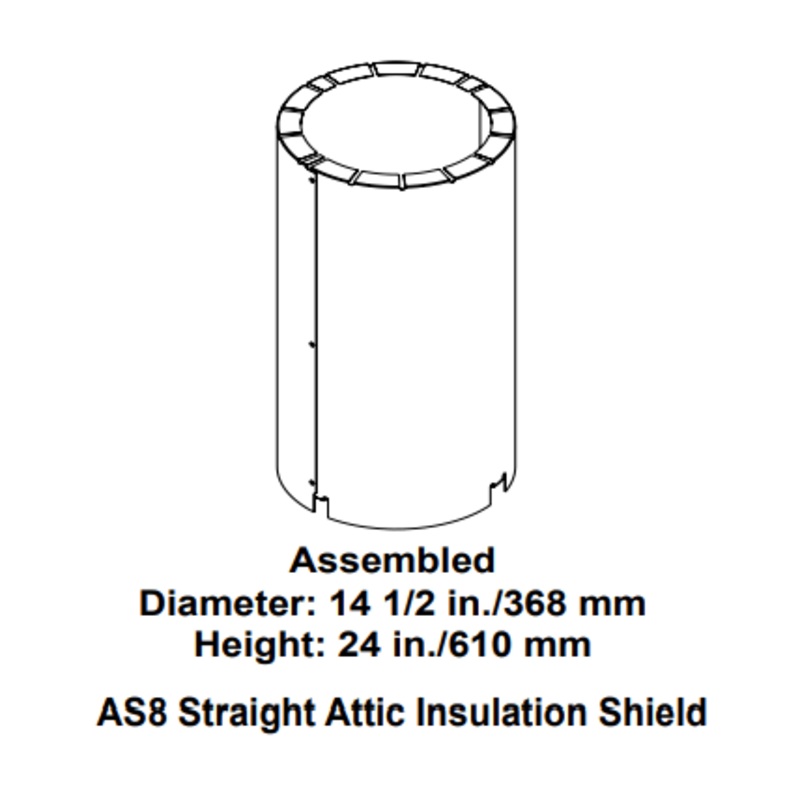 Heat & Glo Attic insulation shield, straight flue (firestop not included) - AS8