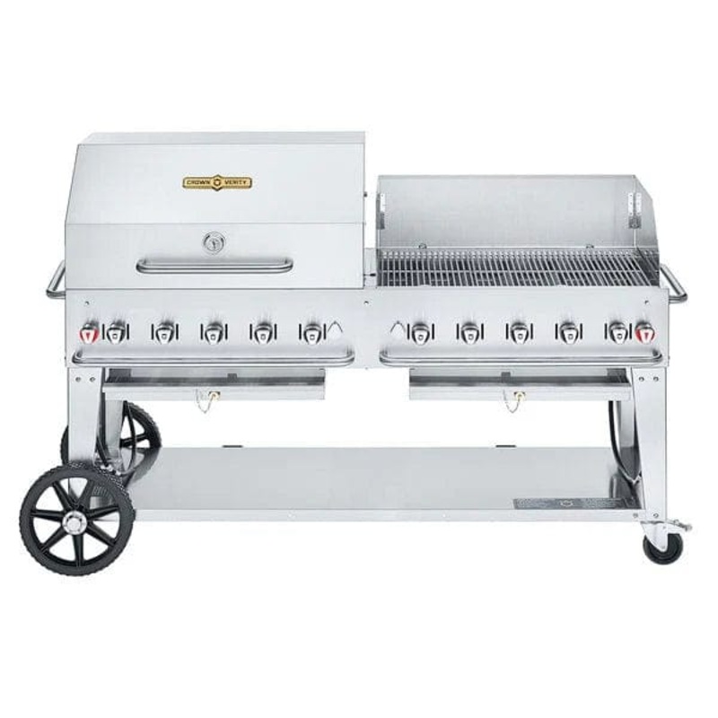 Crown Verity 72" Mobile Grill Single Inlet 50-100 lb. Tank Capacity & Wind Guard & RollDome Package Package