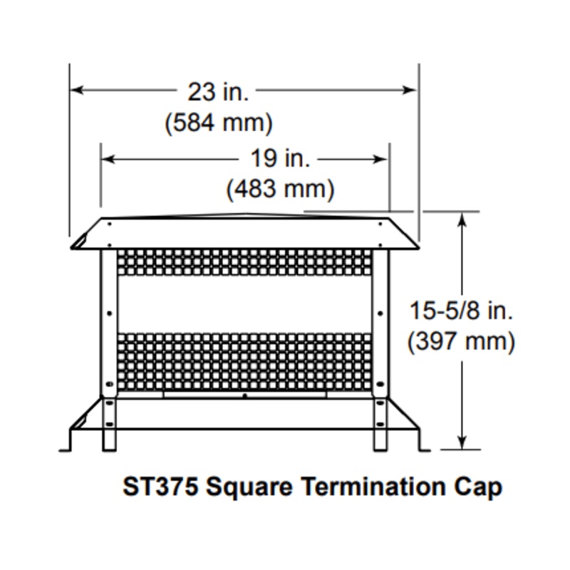 Heat & Glo Square Termination Cap (Black) - ST375