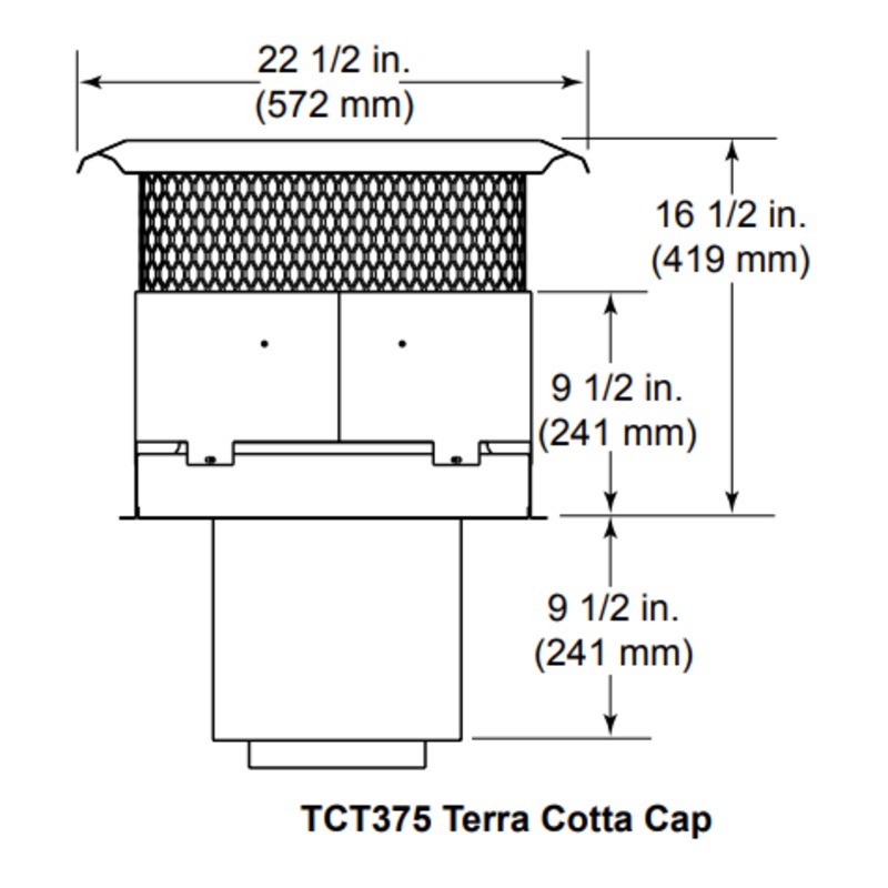 Heat & Glo Terra Cotta Vertical Termination Cap (8") - TCT375