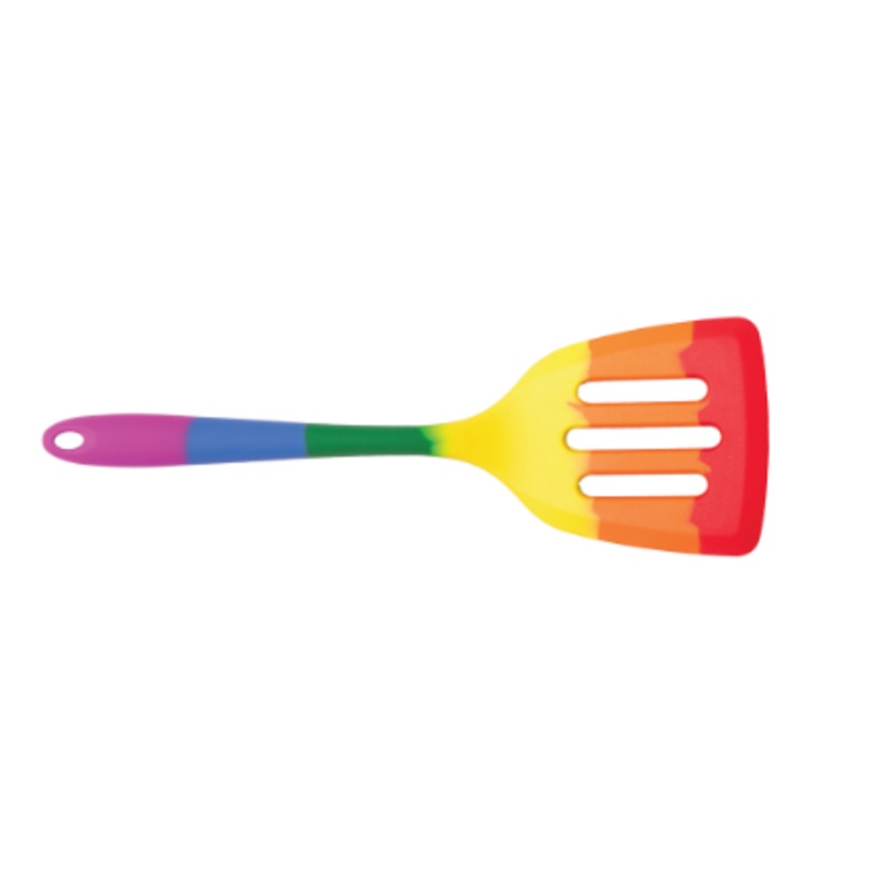 HIC Cooking with Pride Silicone Slotted Turner: 12", Rainbow