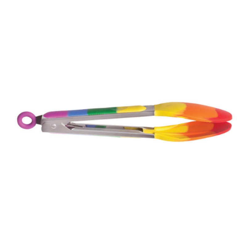 HIC Cooking with Pride Silicone Tongs: 10.25", Rainbow