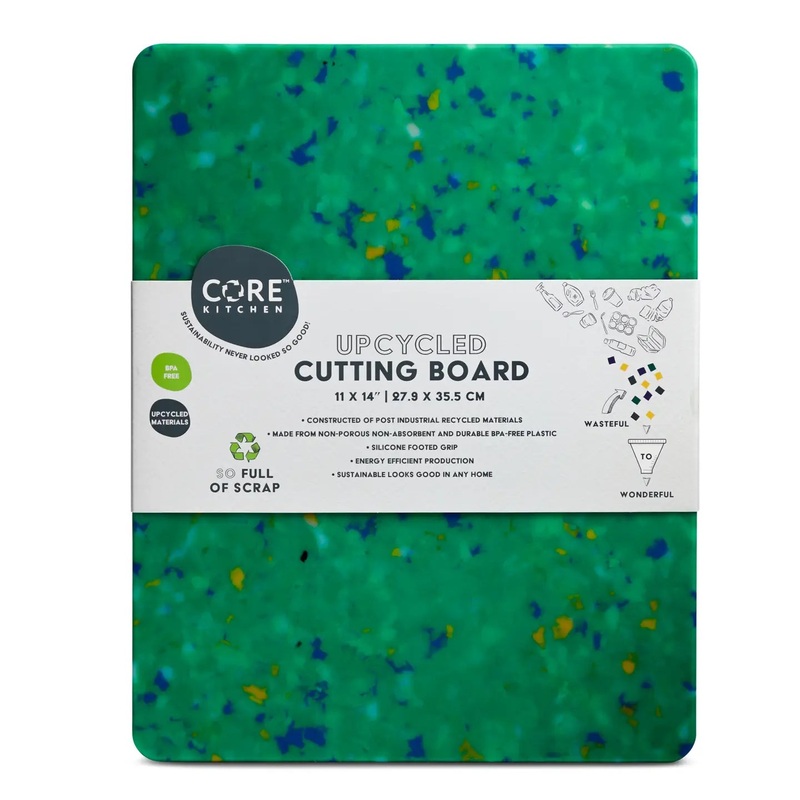 Core Home Recycled Plastic Cutting Board: Medium, Confetti on Green