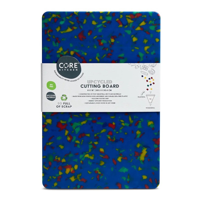 Core Home Recycled Plastic Cutting Board: Small, Confetti on Blue