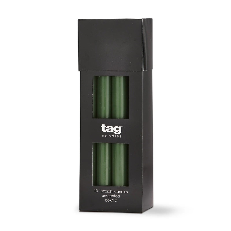 tag Color Studio Straight Candle: 10", Hunter Green